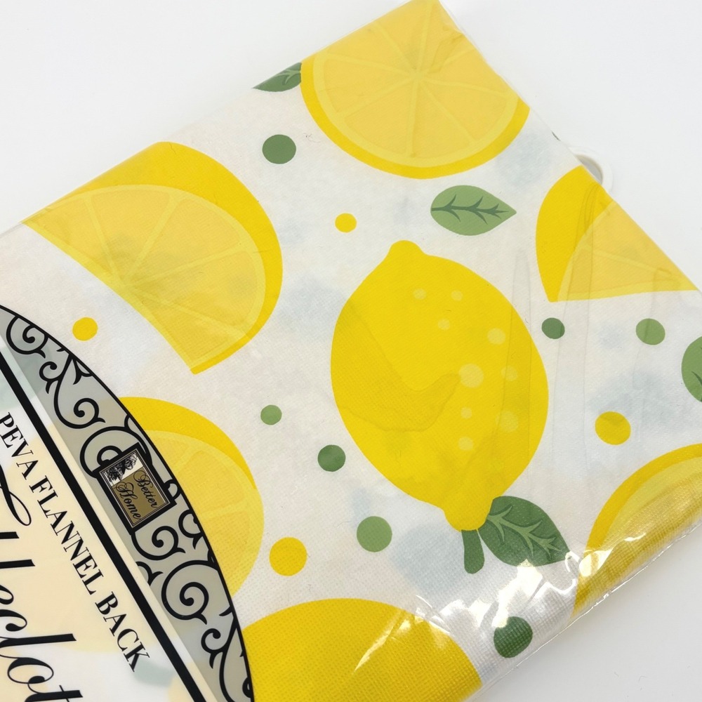 Better Home Tablecloth Lemon Fruit Print PEVA Flannel Back Summer 52x70 - Picture 4 of 4